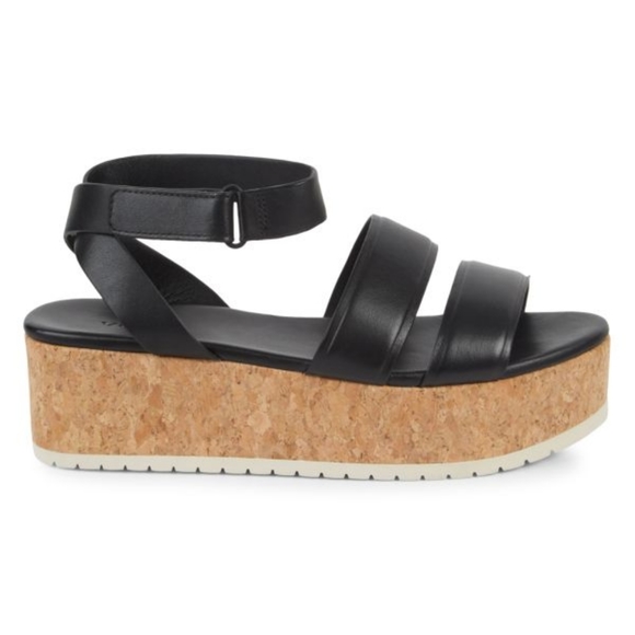 Vince Shoes - Vince Jet Cork Leather Flatform Sandals